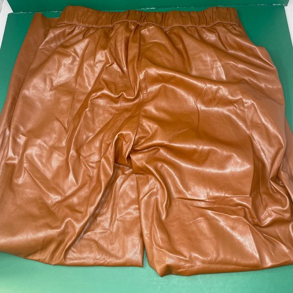 Enza Costa | Vegan Leather High Waist Pant in Cognac - Picture 4 of 9